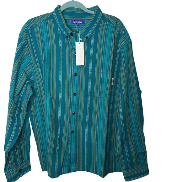 F*cking Awesome Mens Shirt Green Size 2X Striped Button Down Long Sleeve New - Picture 13 of 14